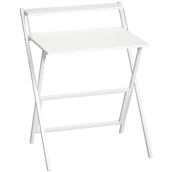 HOMCOM 70 cm Folding Computer Desk with Monitor Shelf - White
