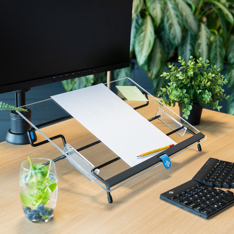 R-Go Tools Document holder R-Go Flex Read, ergonomic, with soft foam wrist rest, transparent acrylic