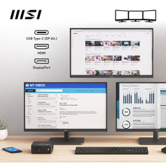 MSI Cubi N ADL Intel N200 Desktop PC, NUC, SFF, Mini Computer, HTPC, (4GB RAM, 128GB SSD, Windows 11 PRO), UHD Graphics/Type C/HDMI/DisplayPort/Dual LAN/WiFi 5/BT 5.1/VESA