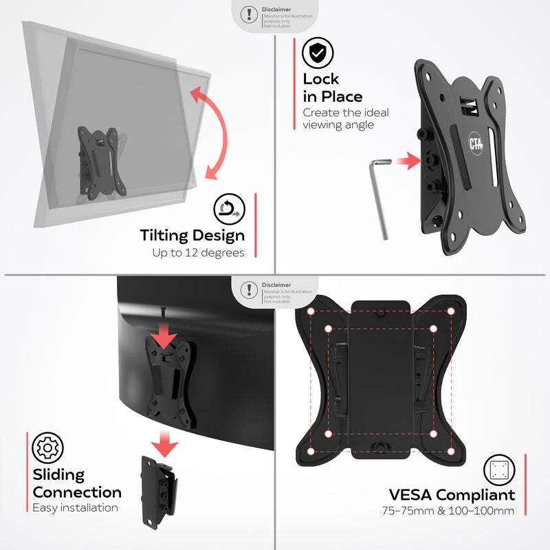 CTA Digital Slim VESA Wall Mount For Monitors