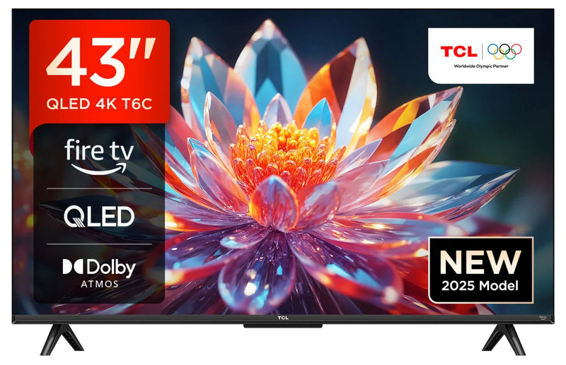 TCL T6C -UK 43 inch QLED 4K HDR 10+ Dolby Vision & Atmos Smart Fire TV