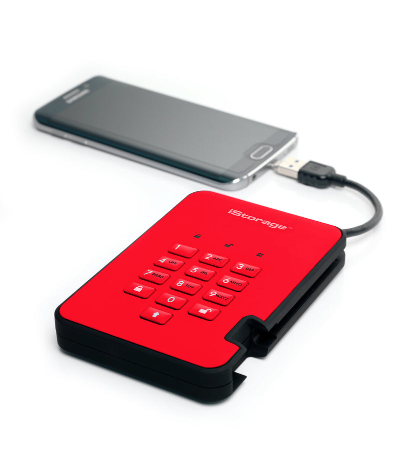 iStorage diskAshur² HDD 500GB Red | Secure Portable Hard Drive |AES-XTS 256-bit Hardware Encryption | PIN protected | OS & Platform Independent | TAA Compliant|Brute force hack defence | Dust/Water Resistant