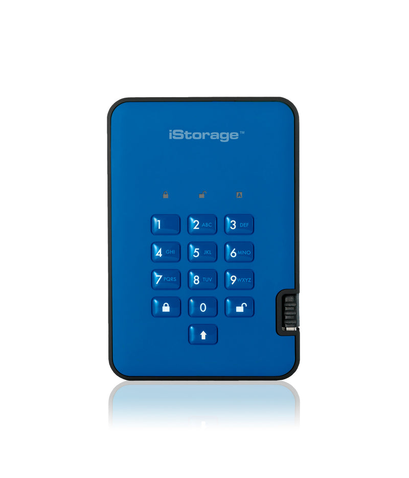 iStorage diskAshur² SSD 512GB Blue | Secure Portable Solid State Drive |AES-XTS 256-bit Hardware Encryption | PIN protected | OS & Platform Independent | TAA Compliant |Brute force hack defence | Dust/Water Resistant