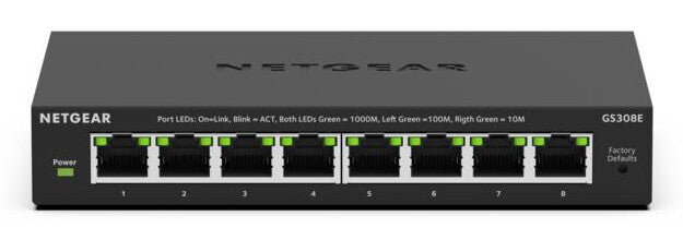 NETGEAR GS308E Managed L2/L3 Gigabit Ethernet (10/100/1000) Black