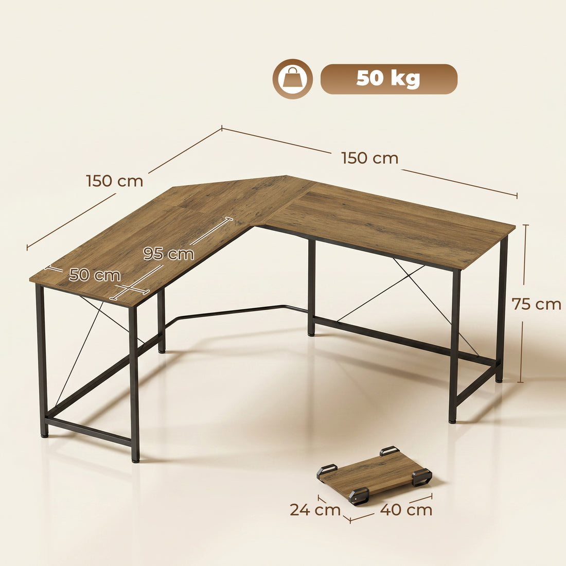 HOMCOM Corner L-Shape Computer Desk PC Workstation Writing Gaming Table Home Office