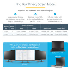 StarTech.com 17-inch 5:4 Computer Monitor Privacy Filter, Anti-Glare Privacy Screen w/51% Blue Light Reduction, Monitor Screen Protector w/+/- 30 Deg. Viewing Angle