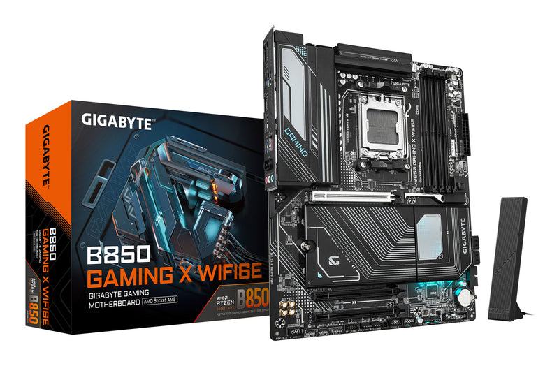 GIGABYTE B850 GAMING X WIFI6E Motherboard - AMD Ryzen 9000 Series CPUs, 12+2+2 Phases Digital VRM, up to 8200MHz DDR5 (OC), 1xPCIe 5.0 + 2xPCIe 4.0 M.2, 2.5LAN, WIFI 6E, USB 3.2 Gen 2x2