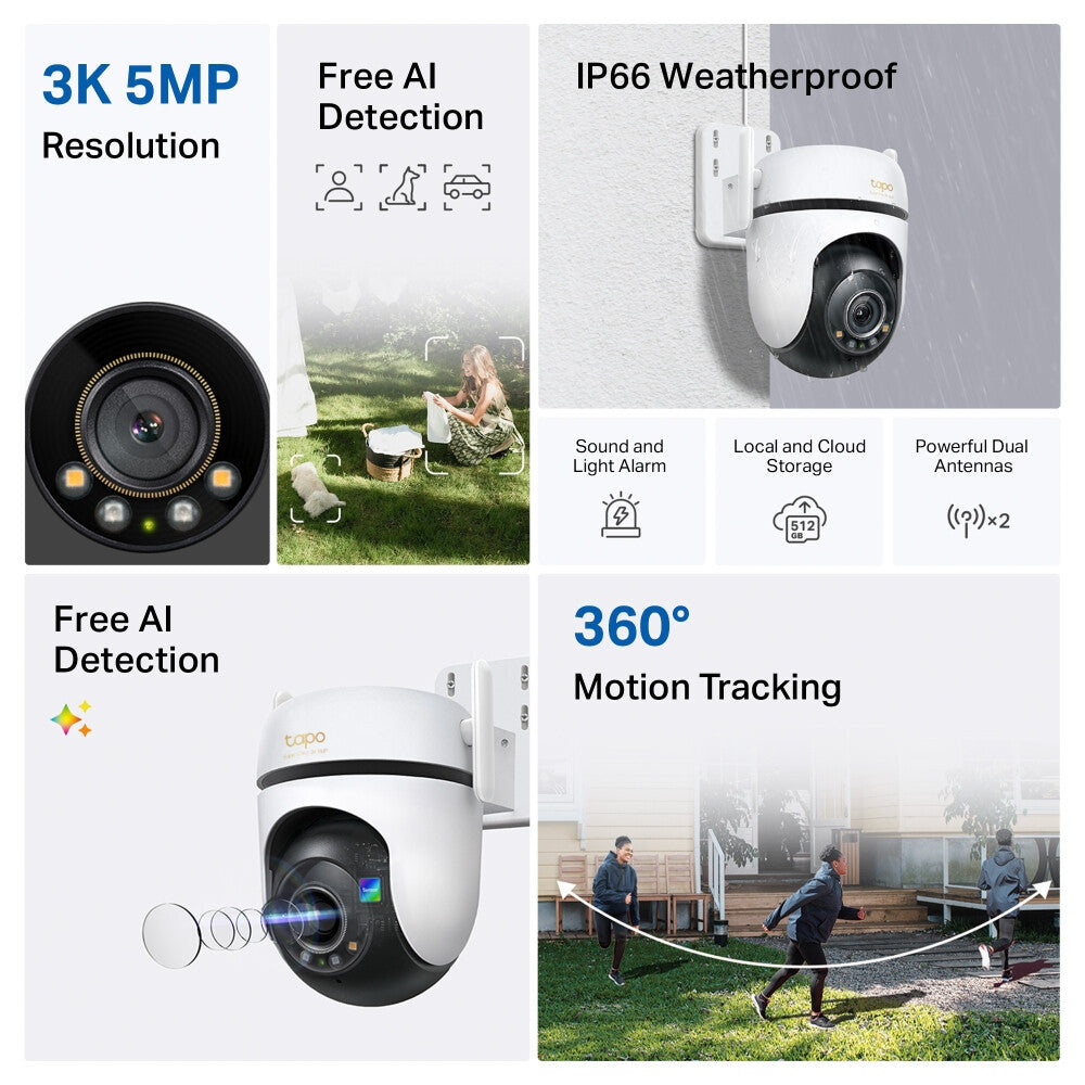 TP-Link Outdoor Pan/Tilt Security Wi-Fi Camera SPEC: 3K 5MP (2880x1620), 2.4 GHz, 2 × External Antennas, 1 × - image 5