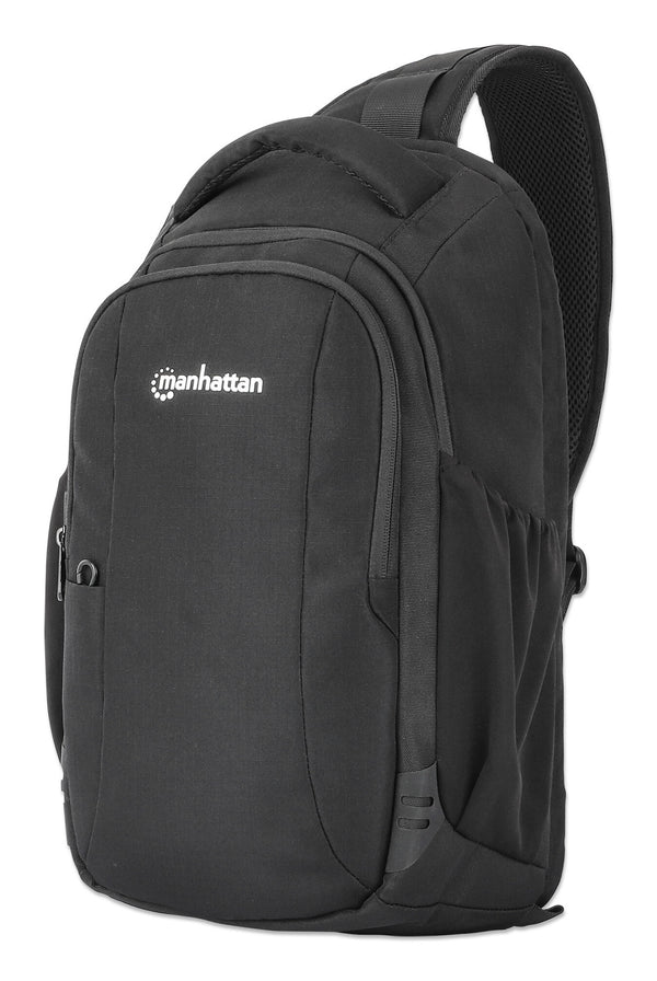 Manhattan Amsterdam Sling Backpack 13.3", Anti Theft, Black, Top Load Backpack, Carrier with Single Shoulder Strap for Notebooks and Tablets up to 13.3", Premium Padding, Front and Multiple Interior Pockets, Water-Resistant, Three Year Warranty
