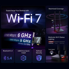 TP-Link Archer BE9300 Wi-Fi 7 Bluetooth 5.4 PCIe Adapter