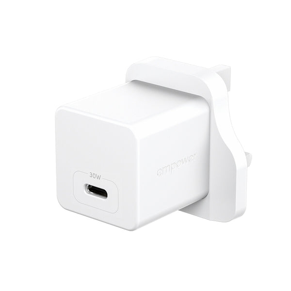 PanzerGlass empower™ by ® Turbo 30W Charger Single USB-C | UK Plug | Silver White
