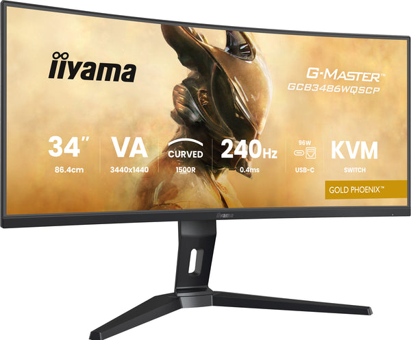 iiyama G-MASTER Gold Phoenix 34" UltraWide QHD 240Hz Curved Gaming Monitor (GCB3486WQSCP-B1)