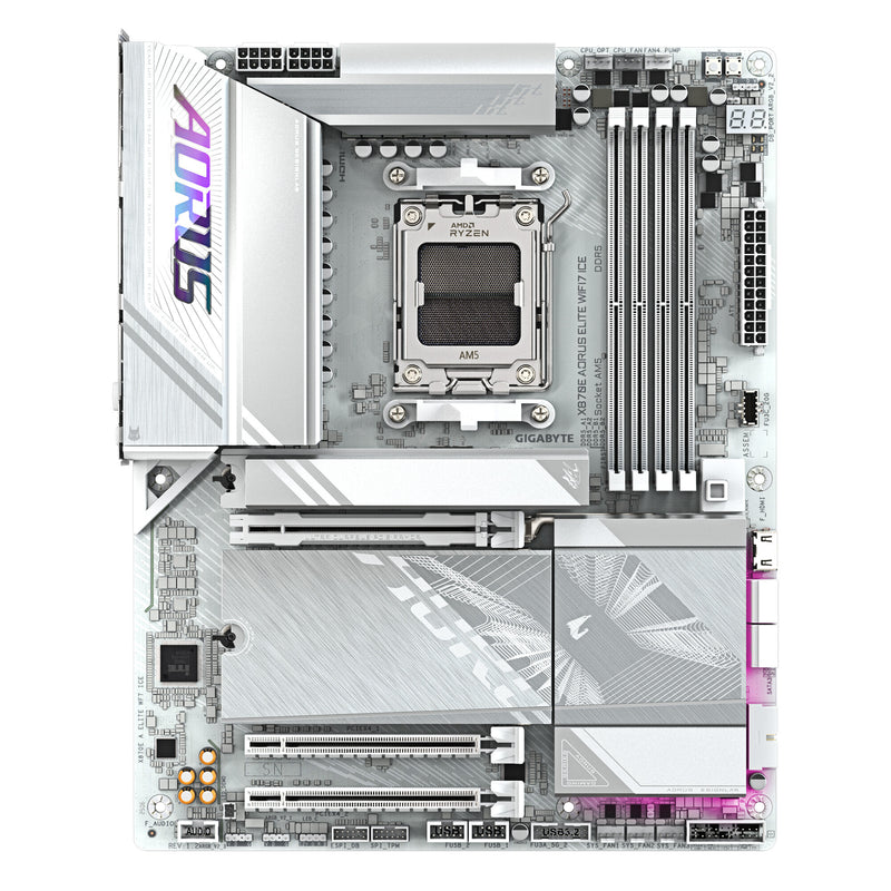 GIGABYTE X870E AORUS ELITE WIFI7 ICE Motherboard - Supports AMD Ryzen 9000 CPUs, 16+2+2 Phases Digital VRM, up to 8200Hz DDR5 (OC), 3xPCIe 5.0 + 1xPCIe 4.0, Wi-Fi 7, 2.5GbE LAN, USB 4