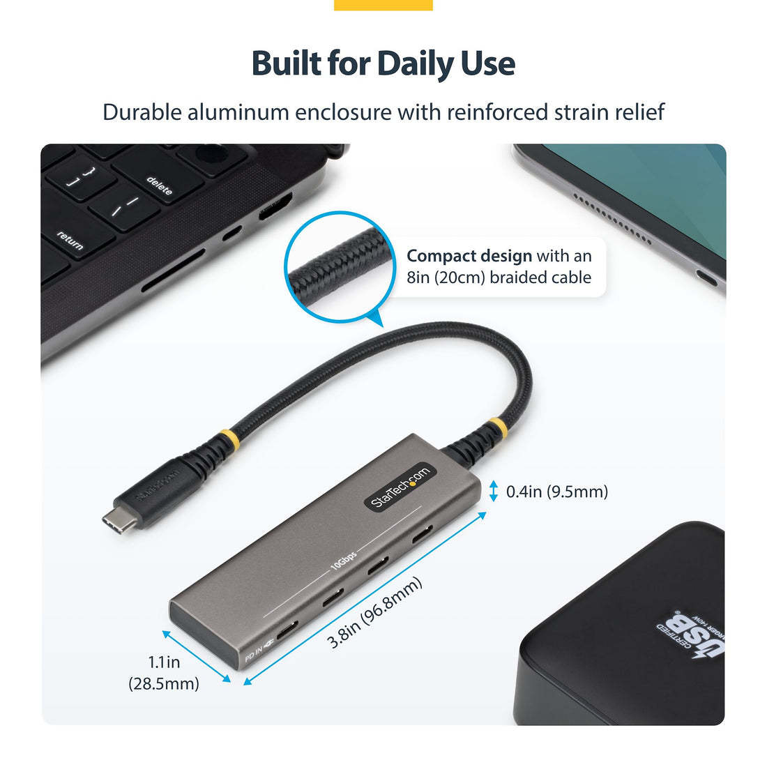 StarTech.com 4-Port USB-C Hub, 10Gbps, 100W PD Charging, 4x USB-C Ports, Overcurrent Protection, PCR Aluminum - image 9