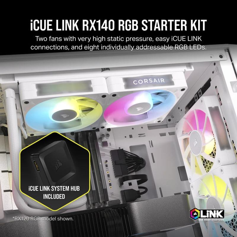 Corsair iCUE LINK RX140 RGB Computer case Fan 14 cm White 2 pc(s)