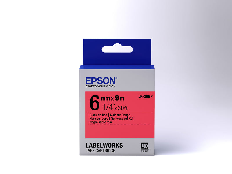 Epson Label Cartridge Pastel LK-2RBP Black/Red 6mm (9m)