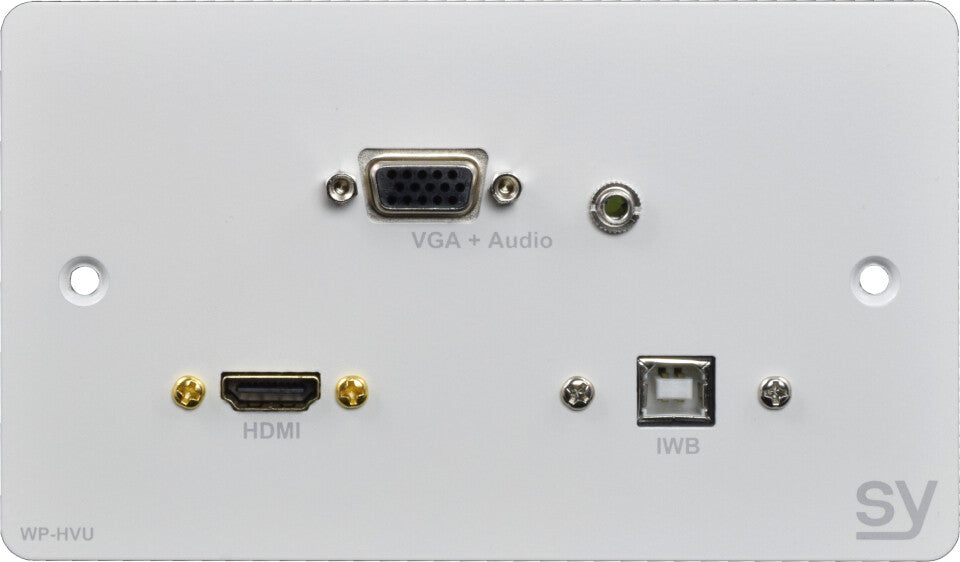 SY Electronics SY-WP-HVU-BW socket-outlet VGA + HDMI + 3.5mm + USB Type B White