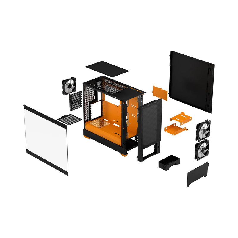 Fractal Design Pop Air RGB (Orange Core TG) Gaming Case w/ Clear Glass Window, ATX, Hexagonal Mesh Front, Orange Interior/Accents, 3 RGB Fans & ARGB Controller