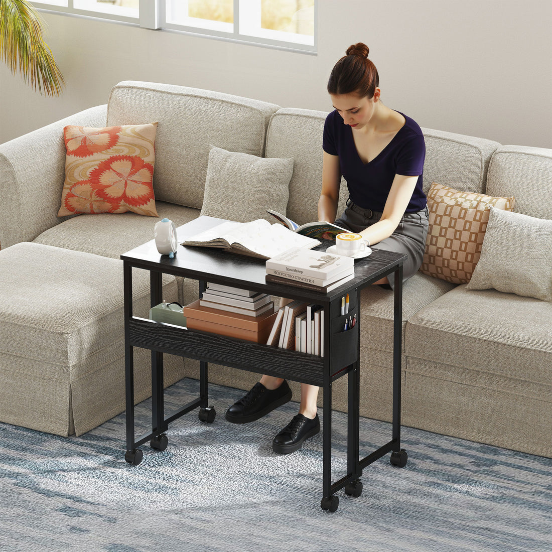 HOMCOM 80 cm Drop Leaf Writing Work Desk - Black