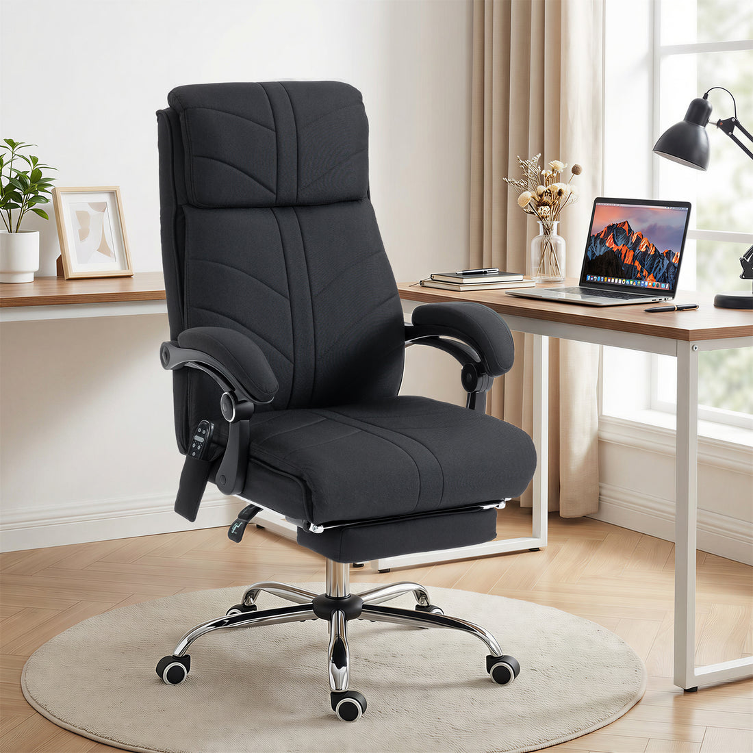 Vinsetto High Back Vibration Massage Office Chair with Footrest, Heated, Black