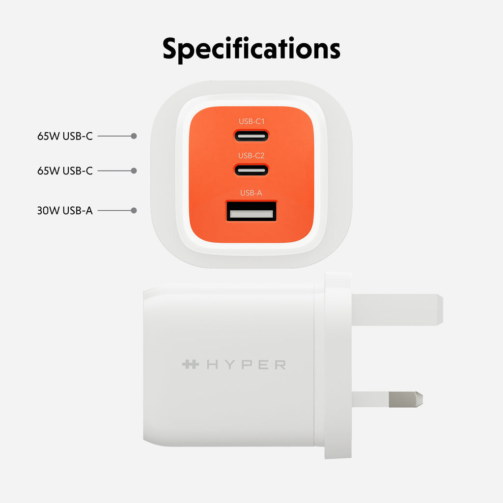 Targus HyperJuice Flex 65W GaN Laptop, Smartphone, Headset, Portable gaming console White, Orange AC Indoor - image 3