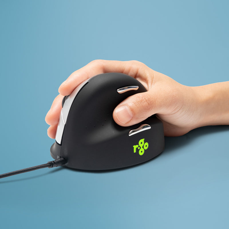 R-Go Tools Ergonomic mouse R-Go HE Break with break software, large (hand size &ge; 185 mm), right-handed, Wired, black