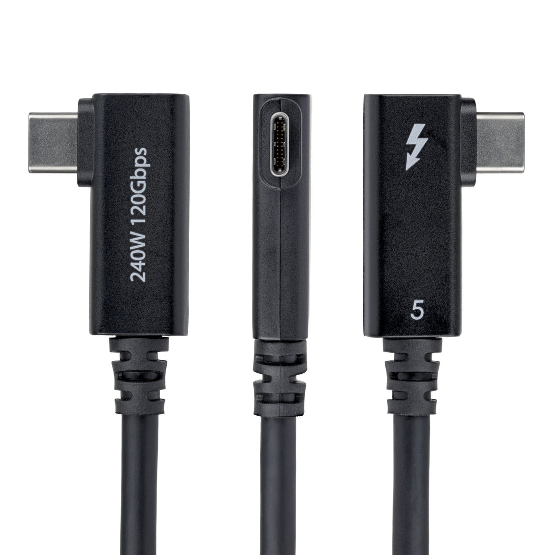 StarTech.com 2.6ft (80cm) Right Angle Thunderbolt 5 Cable, 80Gbps/Up to 120Gbps, 240W PD, 8K 60Hz, Certified - image 3