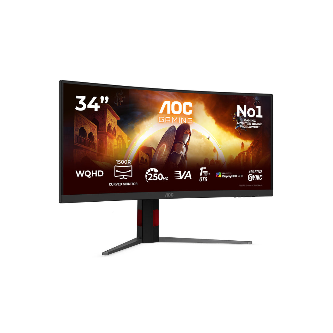 AOC G4 CU34G4ZCA computer monitor 34" 3440 x 1440 pixels Wide Quad HD Black, Red - image 2