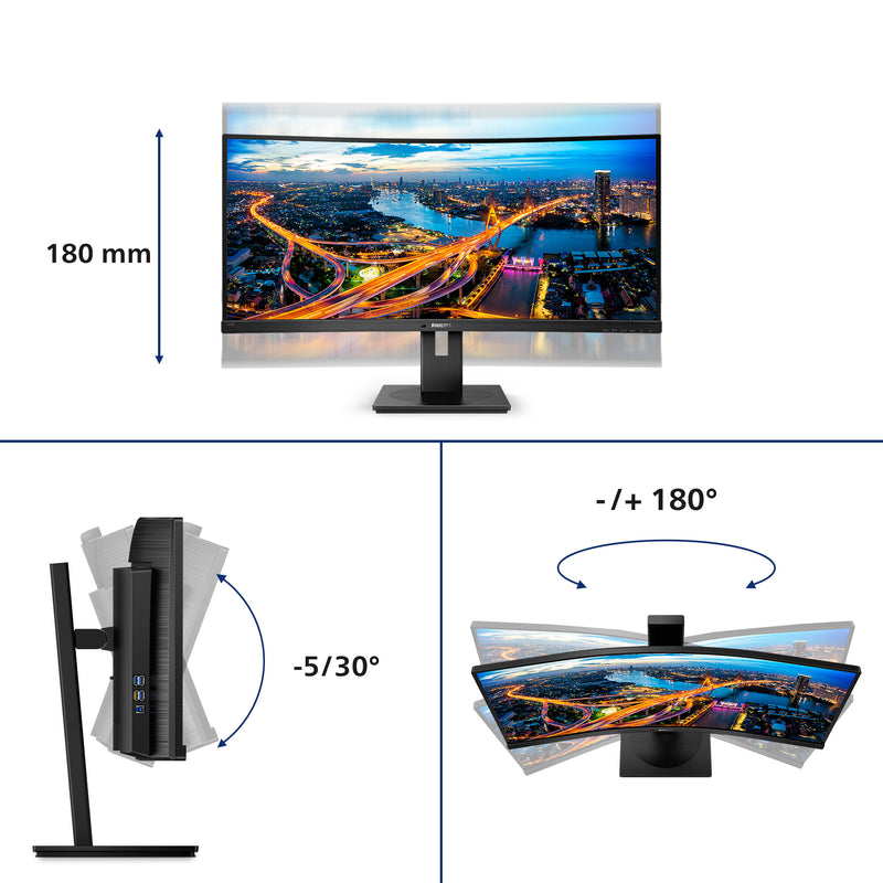 Philips B Line 345B1C/00 computer monitor 86.4 cm (34") 3440 x 1440 pixels Quad HD LCD Black