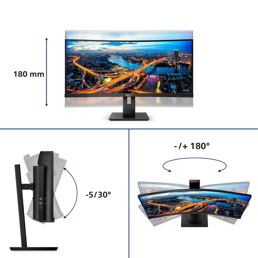 Philips B Line 345B1C/00 computer monitor 34" 3440 x 1440 pixels Quad HD LCD Black - image 8