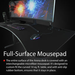 Arozzi Arena Gaming Desk - Pure Black