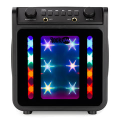 RockJam 10-Watt Rechargeable Bluetooth Karaoke Machine with Two Microphones, Voice Changing Effects & LED Lights
