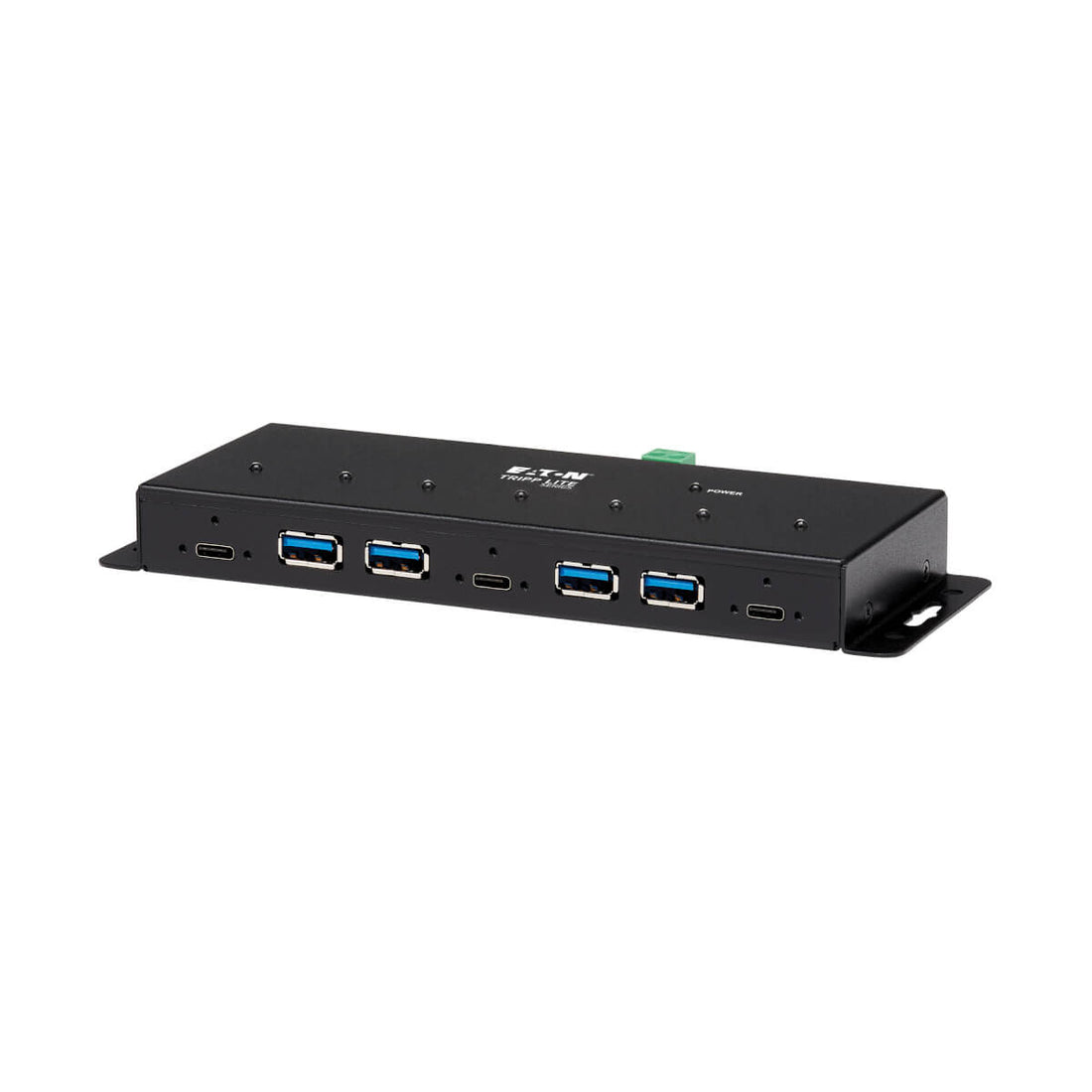 Tripp Lite U460-4A3C-IND Industrial 7-Port USB-C Hub, USB 3.x Gen 2 (10Gbps), 4x USB-A & 3x USB-C Ports, 15Kv ESD Immunity, 2Kv Surge