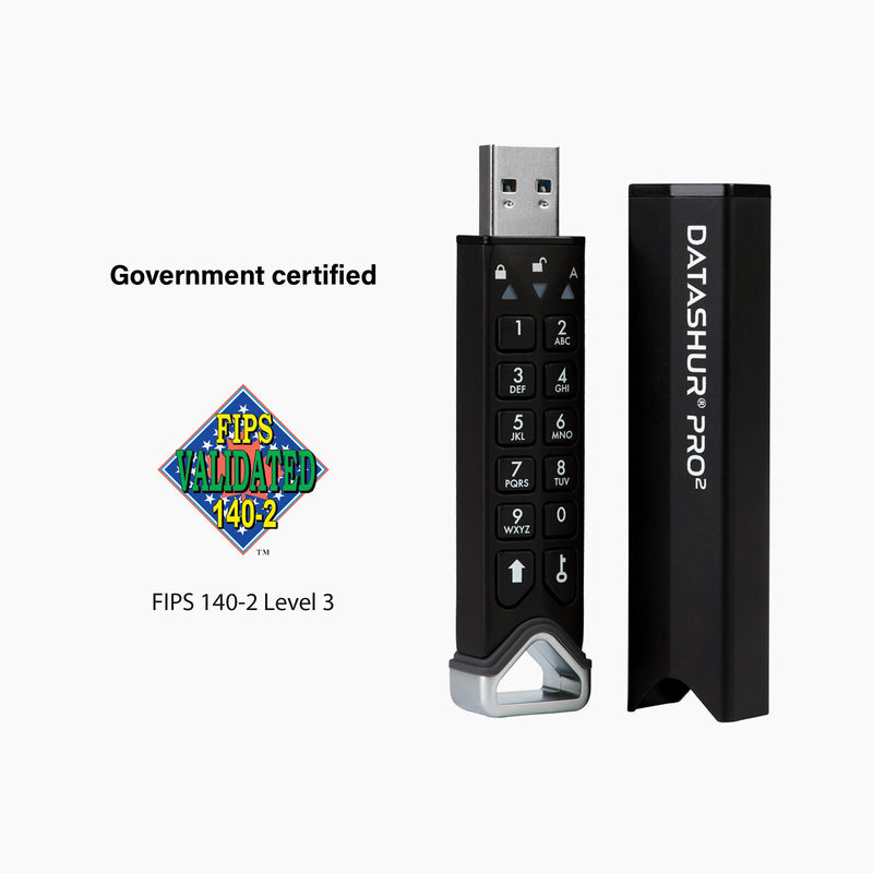 iStorage datAshur PRO2 512 GB | Secure Flash Drive | FIPS 140-2 Level 3 Certified | AES-XTS 256-bit hardware encryption | Password protected | Dust/Water-Resistant |