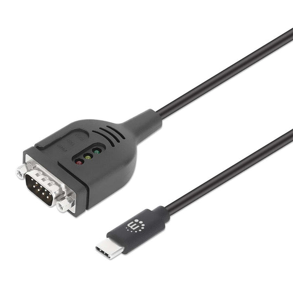Manhattan USB-C to RS232 Serial Adapter, 1m, DB9 Male, Prolific PL2303GT Chip, Black, Three Year Warranty, Comparable to ICUSB232C (40cm)