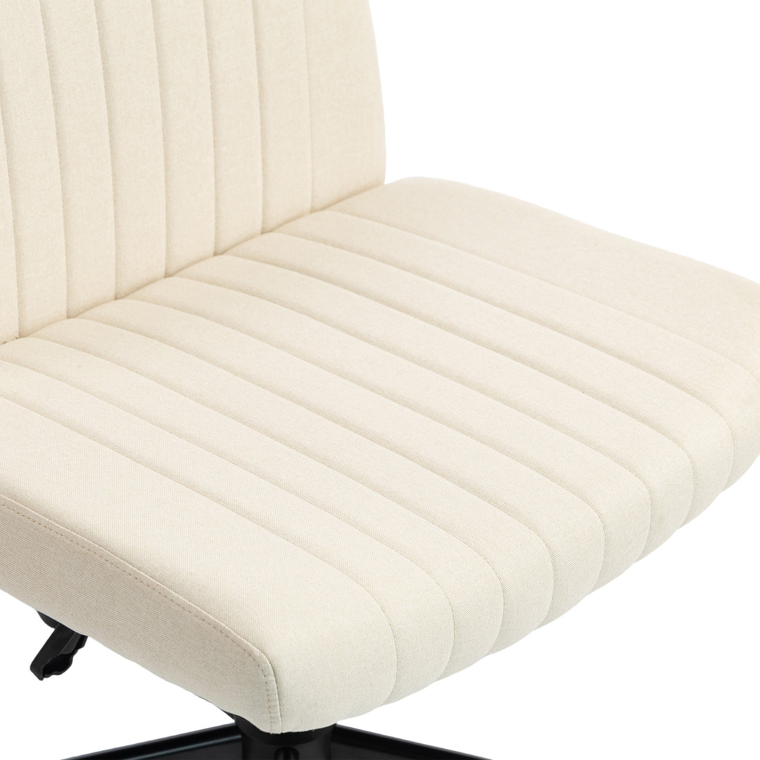 HOMCOM Imitation Linen Criss Cross Legged Desk Chair, Armless Office Chair with Wheels, Cream