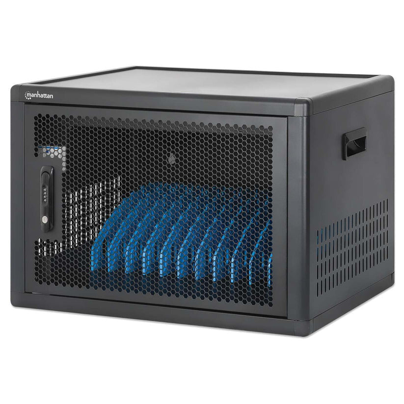 Manhattan Laptop Charging Cabinet Desktop (or trolley) via USB-C 65W 16" 12-bay, Suitable for USB-C laptops