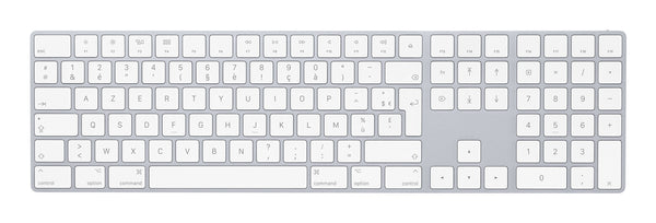 Apple Magic w/ Numeric Keypad keyboard Universal Bluetooth AZERTY French Silver, White