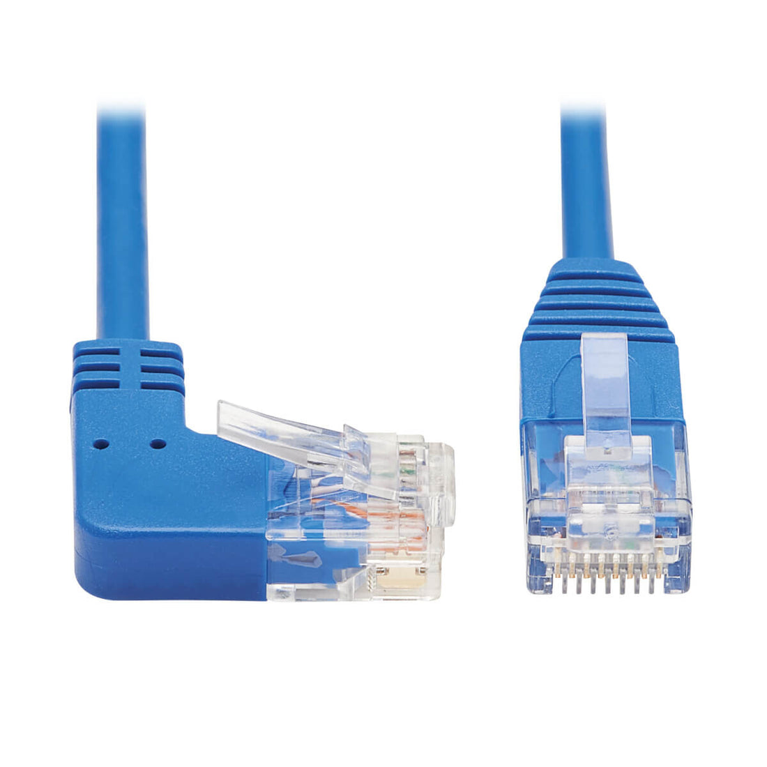 Tripp Lite N204-S15-BL-RA Right-Angle Cat6 Gigabit Molded Slim UTP Ethernet Cable (RJ45 Right-Angle M to RJ45 M), Blue, 15 ft. (4.57 m)