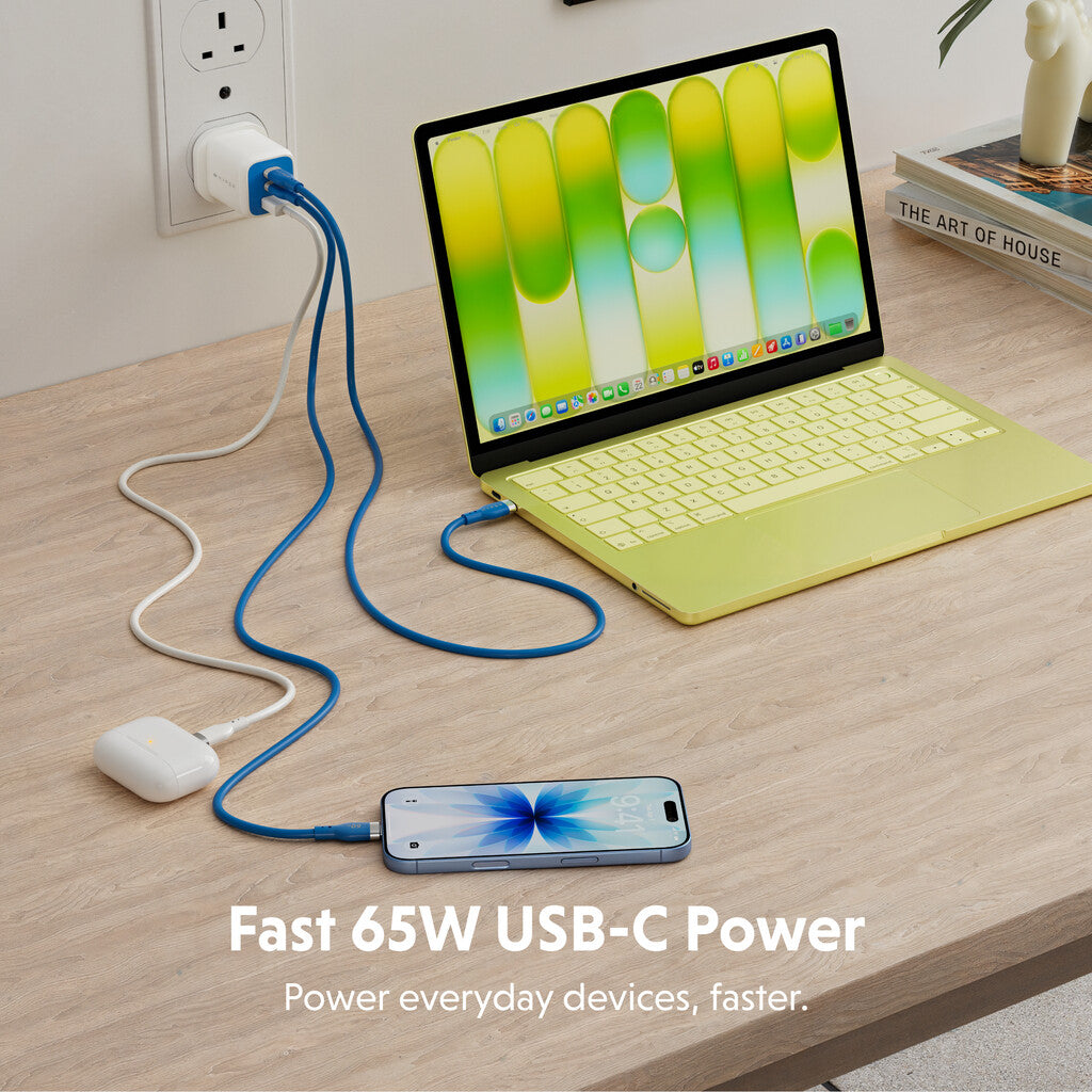 Targus HyperJuice Flex 65W GaN Laptop, Smartphone, Headset, Portable gaming console Blue, White AC Indoor - image 2