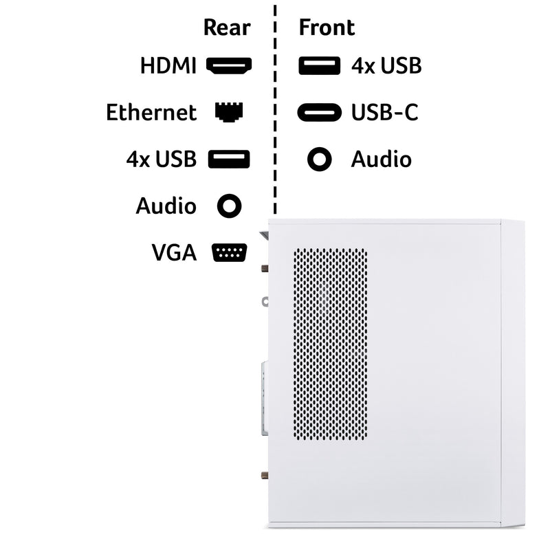 Acer Aspire TC-101 Tower Desktop - Intel Core i5-13420H, 8GB, 512GB SSD, Integrated Graphics, No Display, Windows 11, White