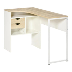 HOMCOM L-Shaped Computer Desk, Corner Desk with Drawers and Storage Compartments