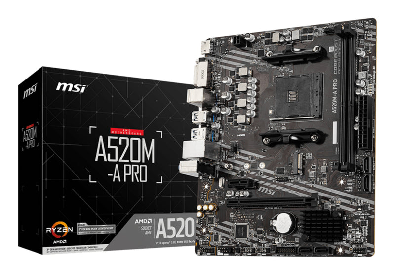 MSI A520M-A PRO motherboard AMD A520 Socket AM4 micro ATX