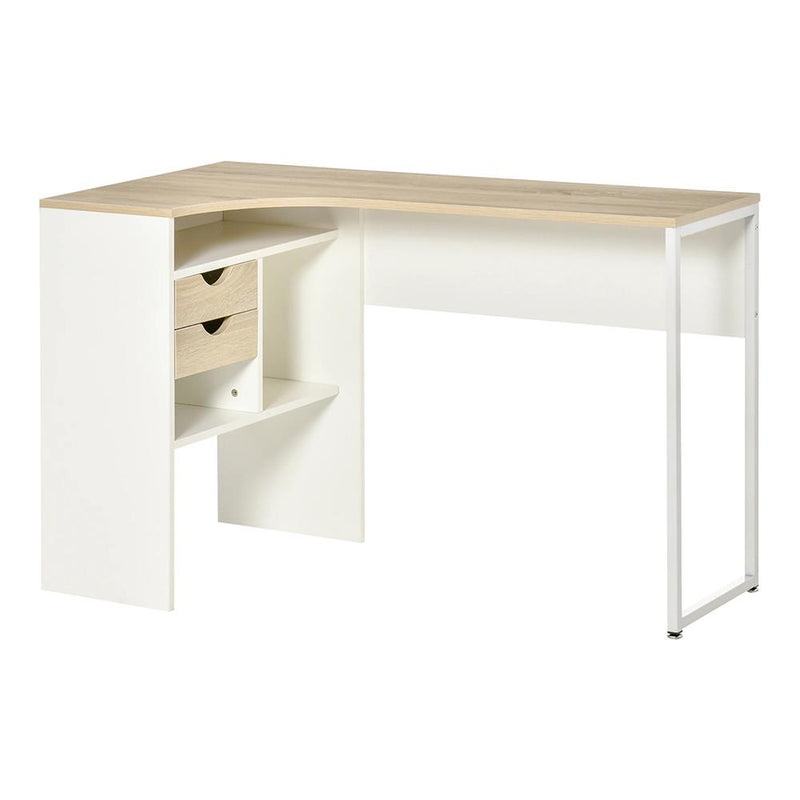 HOMCOM L-Shaped Computer Desk, Corner Desk with Drawers and Storage Compartments