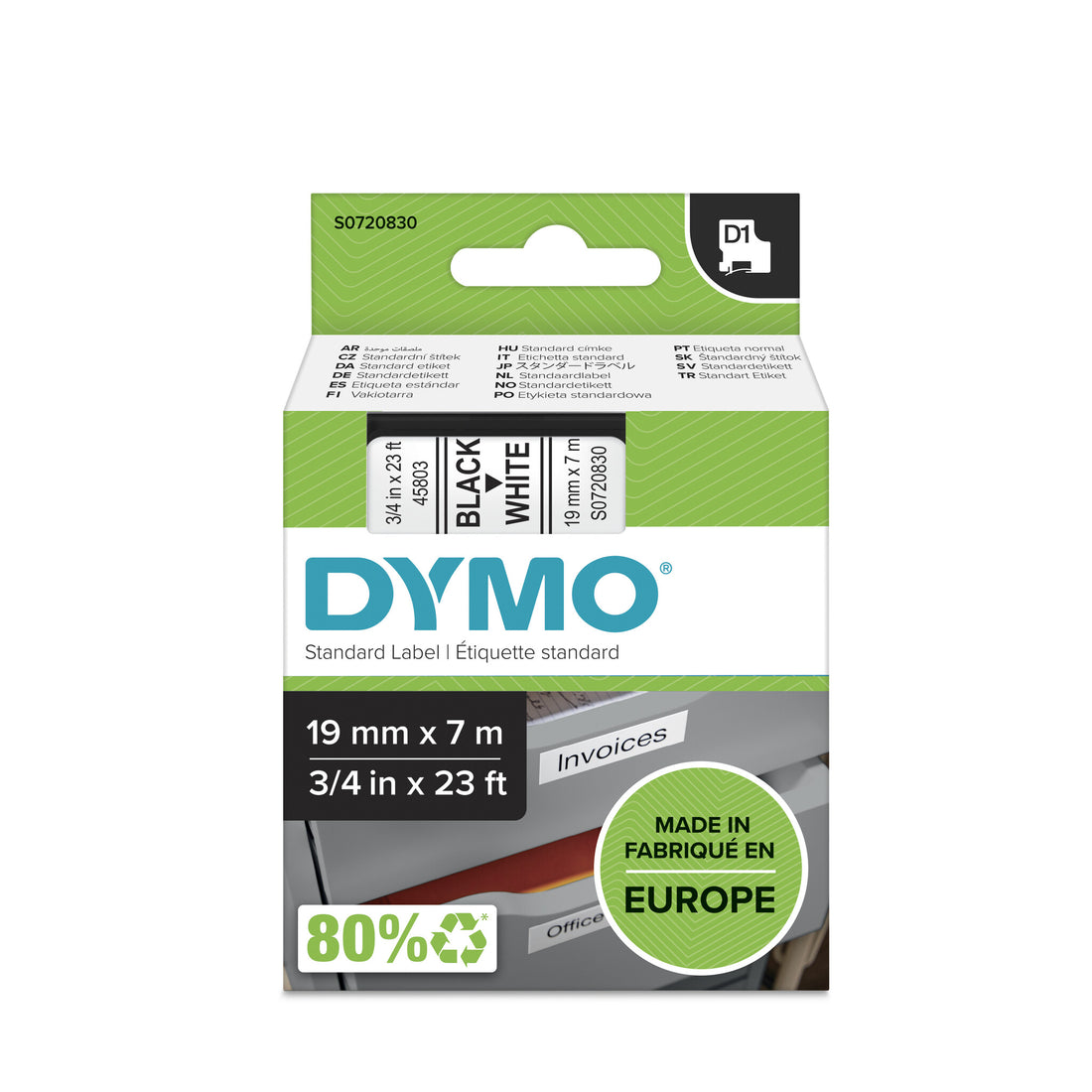 DYMO Authentic D1 Labels | Black Print on White Tape | 19 mm x 7 m | Self-Adhesive Labels for LabelManager - image 8