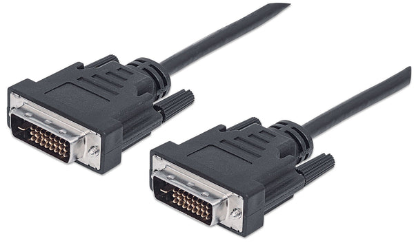 Manhattan DVI-D Dual-Link Video Cable, 3m, Male to Male, Fully Shielded, Black, Lifetime Warranty, Equivalent to DVIDDMM3M