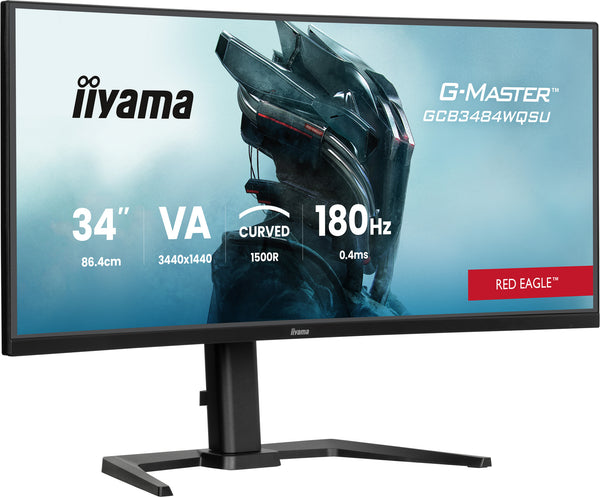 iiyama G-MASTER Red Eagle 34" UltraWide QHD 180Hz Curved Gaming Monitor (GCB3484WQSU-B1)