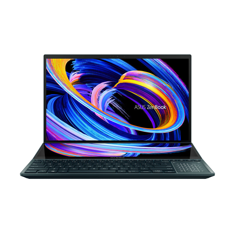 ASUS Zenbook Pro Duo 15 OLED UX582ZW-H2004W Intel® Core™ i9 i9-12900H Laptop 39.6 cm (15.6") Touchscreen 4K Ultra HD 32 GB LPDDR5-SDRAM 1 TB SSD NVIDIA GeForce RTX 3070 Ti Wi-Fi 6 (802.11ax) Windows 11 Home Blue