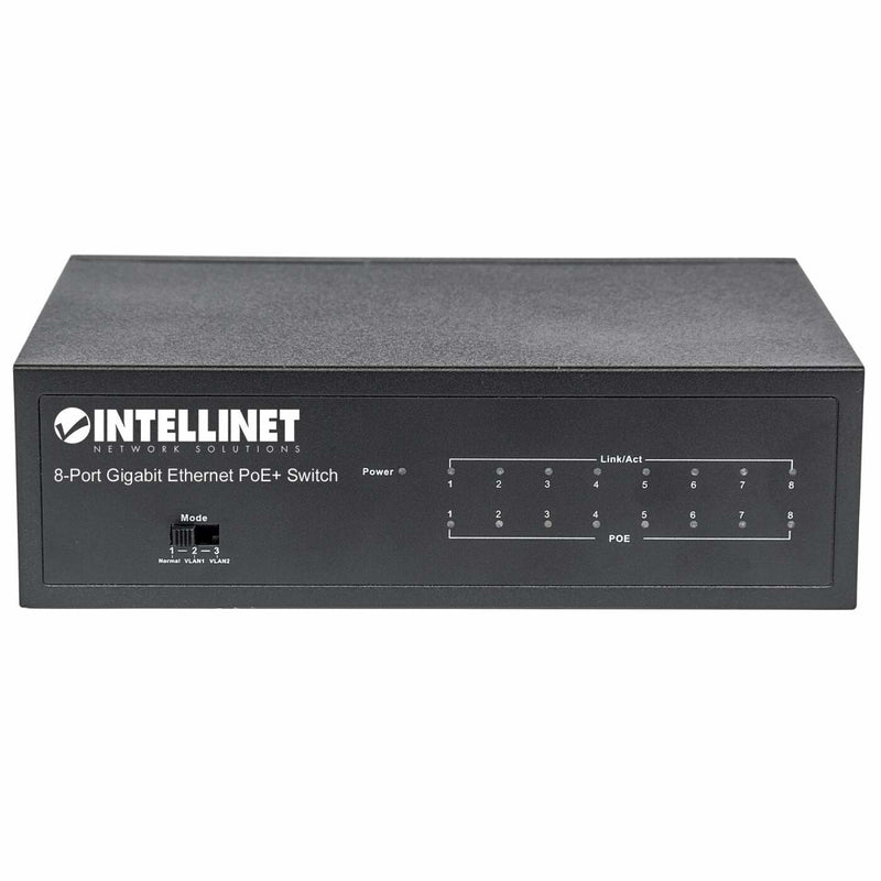Intellinet 8-Port Gigabit Ethernet PoE+ Switch, IEEE 802.3at/af Power over Ethernet (PoE+/PoE) Compliant, 60 W, Desktop, Box