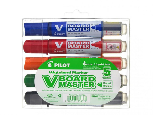 Pilot V-Board Master marker 5 pc(s) Bullet tip Black, Blue, Green, Orange, Red